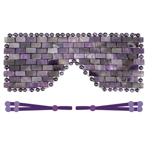 ideayard Crystal Eye Mask Cooling Sleep Mask 100 Amethyst Jade Stone Eye Mask for Hot Cold Anti Aging Therapy Headache and Migraine Relief